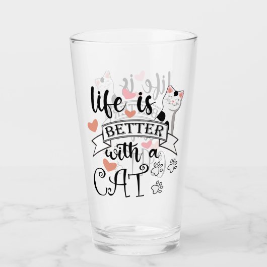 Het leven is beter met een Cat quote slogan Glas (Voorkant)