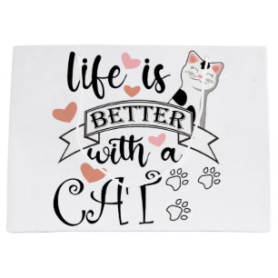 Het leven is beter met een Cat quote slogan Groot Cadeauzakje