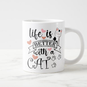 Het leven is beter met een Cat quote slogan Grote Koffiekop