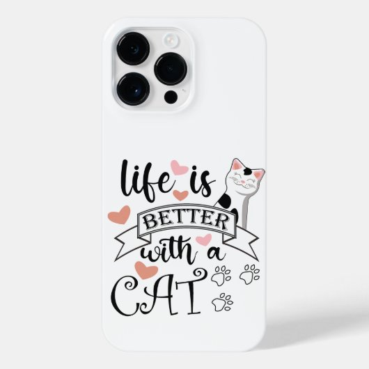 Het leven is beter met een Cat quote slogan iPhone Hoesje (Achterkant)