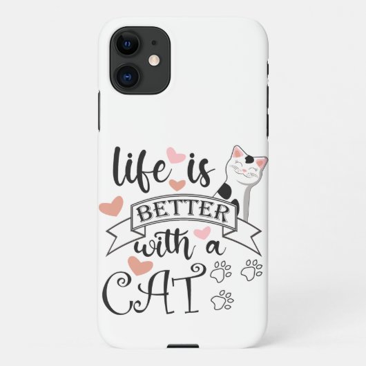 Het leven is beter met een Cat quote slogan iPhone Hoesje (Achterkant)