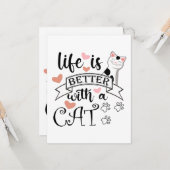 Het leven is beter met een Cat quote slogan Kaart (Voorkant / Achterkant in situ)