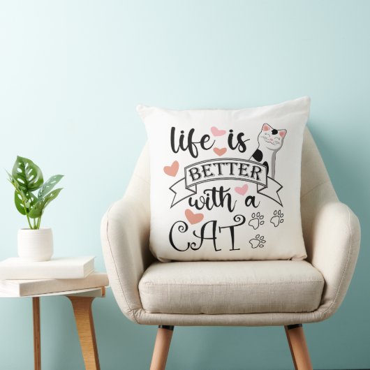 Het leven is beter met een Cat quote slogan Kussen (Stoel)