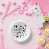 Het leven is beter met een Cat quote slogan Papieren Kommen (Feest)