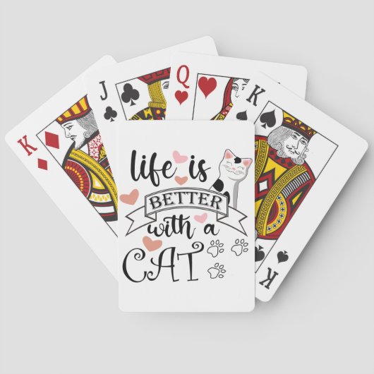 Het leven is beter met een Cat quote slogan Pokerkaarten (Achterkant)