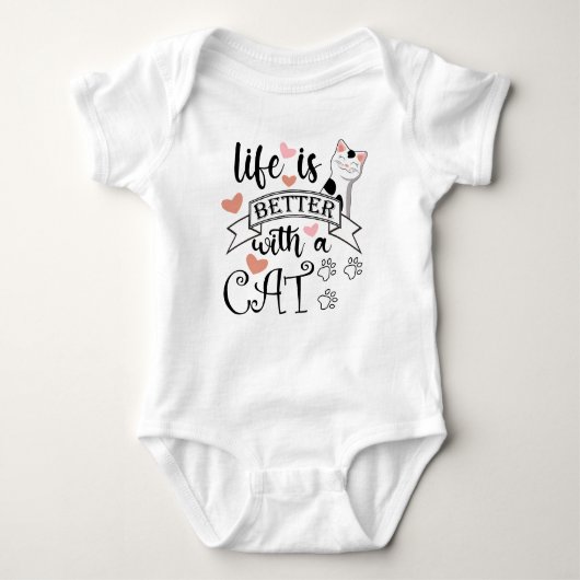 Het leven is beter met een Cat quote slogan Romper (Voorkant)