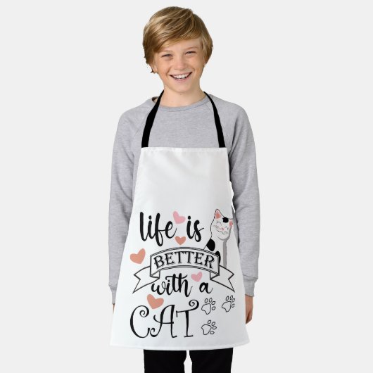 Het leven is beter met een Cat quote slogan Schort (Gedragen)