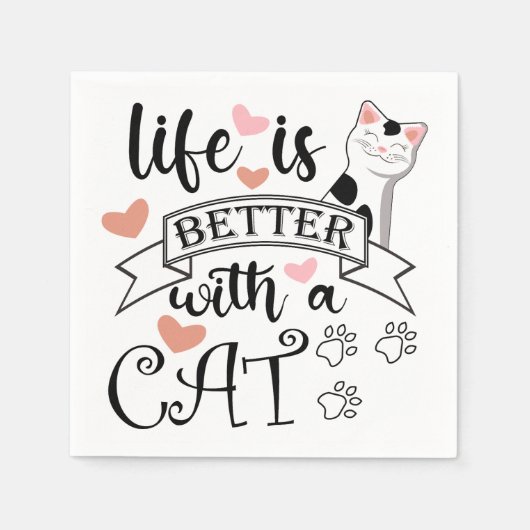 Het leven is beter met een Cat quote slogan Servet (Voorkant)