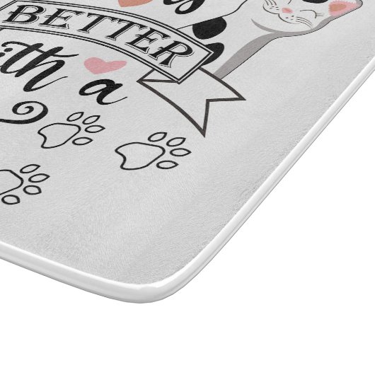 Het leven is beter met een Cat quote slogan Snijplank (Hoek)