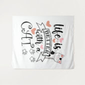 Het leven is beter met een Cat quote slogan Wandkleed (Voorkant (horizontaal))