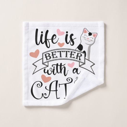 Het leven is beter met een Cat quote slogan Washandje (Wasdoekje)