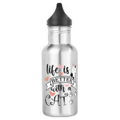 Het leven is beter met een Cat quote slogan Waterfles (Links)