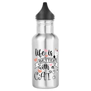 Het leven is beter met een Cat quote slogan Waterfles