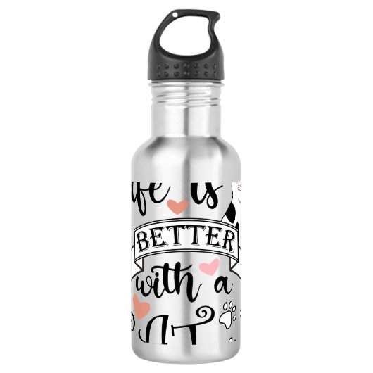 Het leven is beter met een Cat quote slogan Waterfles (Voorkant)
