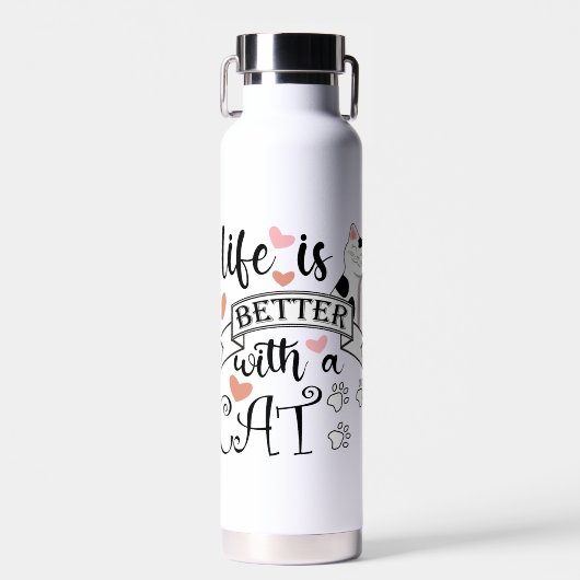 Het leven is beter met een Cat quote slogan Waterfles (Voorkant)
