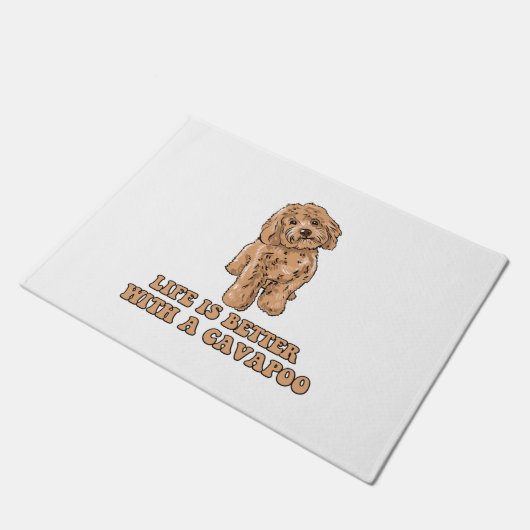 Het leven is beter met een Cavapoo - Grappige hond Deurmat (Schuin)