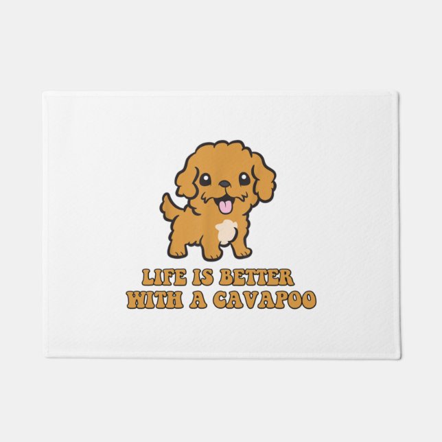 Het leven is beter met een Cavapoo - grappige hond Deurmat (Voorkant)