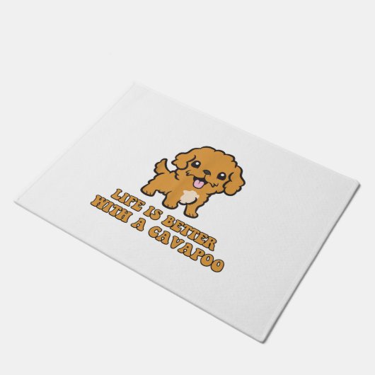 Het leven is beter met een Cavapoo - grappige hond Deurmat (Schuin)