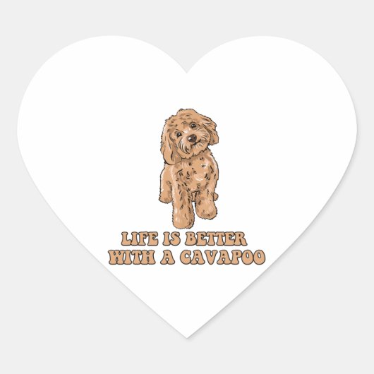Het leven is beter met een Cavapoo - Grappige hond Hart Sticker (Voorkant)