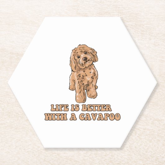 Het leven is beter met een Cavapoo - Grappige hond Kartonnen Onderzetters (Voorkant)