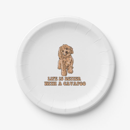 Het leven is beter met een Cavapoo - Grappige hond Papieren Bordje (Voorkant)