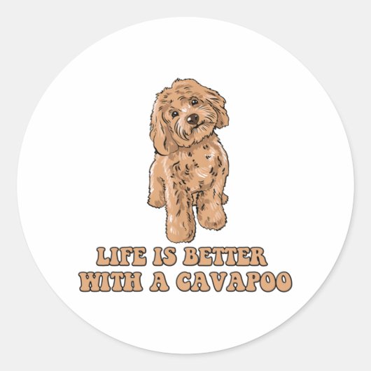 Het leven is beter met een Cavapoo - Grappige hond Ronde Sticker (Voorkant)