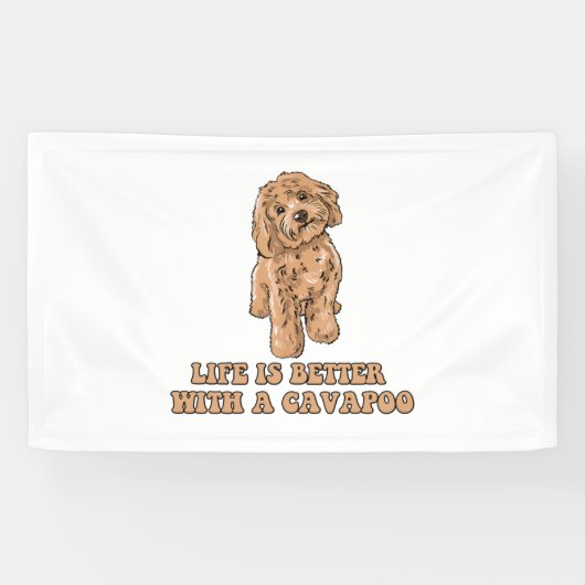 Het leven is beter met een Cavapoo - Grappige hond Spandoek (Horizontaal)