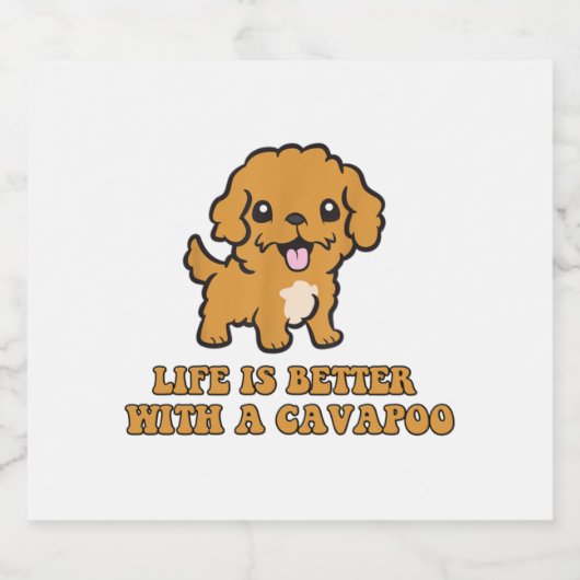 Het leven is beter met een Cavapoo - grappige hond Sparkling Wijnetiket (Enkel label)