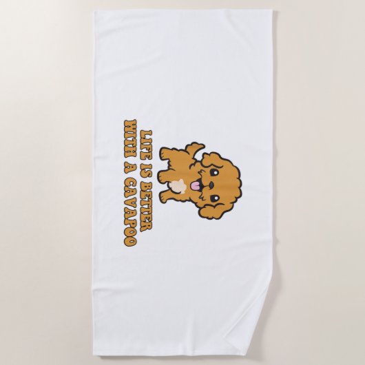 Het leven is beter met een Cavapoo - grappige hond Strandlaken (Voorkant)