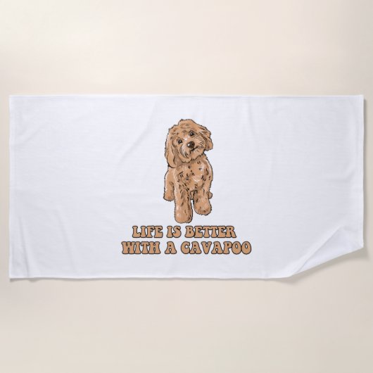 Het leven is beter met een Cavapoo - Grappige hond Strandlaken (Voorkant)