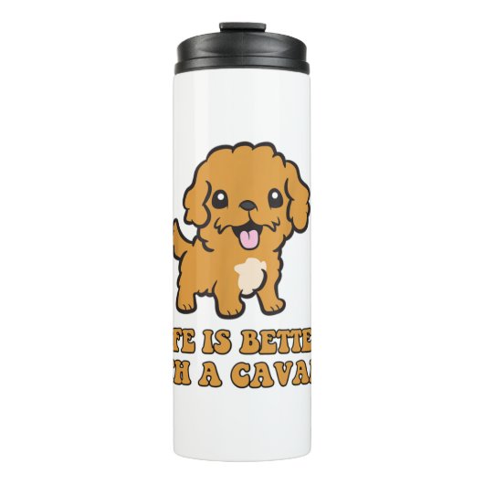 Het leven is beter met een Cavapoo - grappige hond Thermosbeker (Voorkant)