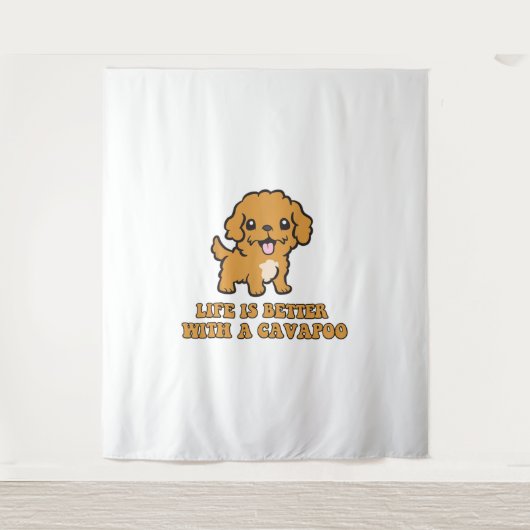 Het leven is beter met een Cavapoo - grappige hond Wandkleed (Voorkant)