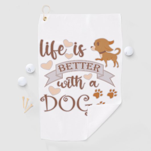 Het leven is beter met een citaat van Dog grappige Golfhanddoek (Insitu)
