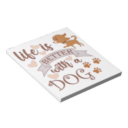 Het leven is beter met een citaat van Dog grappige Notitieblok (Schuin)