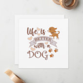 Het leven is beter met een citaat van Dog grappige Notitiekaartje (Voorkant / Achterkant in situ)