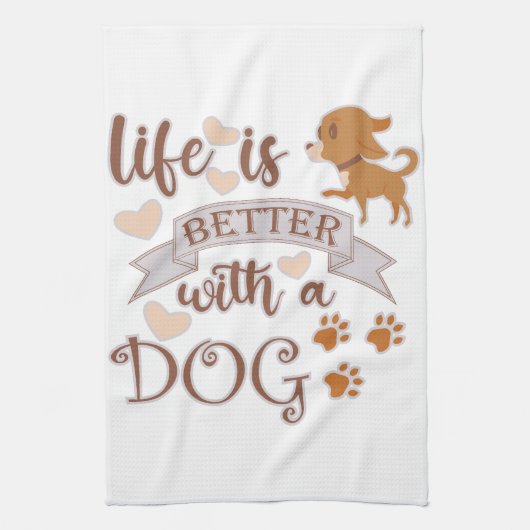 Het leven is beter met een citaat van Dog grappige Theedoek (Verticaal)