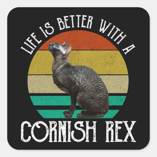 Het Leven Is Beter Met Een Cornish Rex Vierkante Sticker (Voorkant)