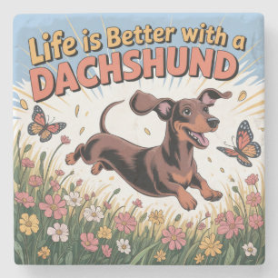 Het Leven Is Beter Met Een Dachshond Stenen Onderzetter