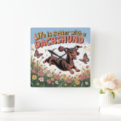 Het Leven Is Beter Met Een Dachshond Vierkante Klok (Huis)
