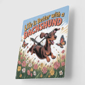 Het Leven Is Beter Met Een Dachshond Vierkante Klok (Hoek)
