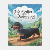 Het leven is beter met een dachshund fleece deken (Voorkant)