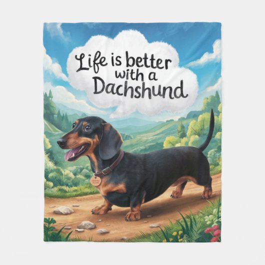 Het leven is beter met een dachshund fleece deken (Voorkant)