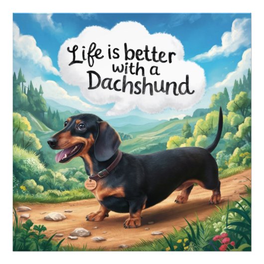 Het leven is beter met een dachshund foto afdruk (Voorkant)