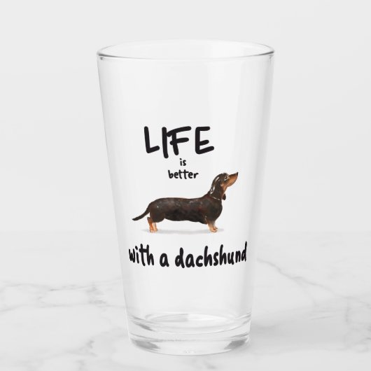 HET LEVEN IS BETER MET EEN DACHSHUND GLAS (Voorkant)