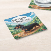 Het leven is beter met een dachshund kartonnen onderzetters (Schuin)