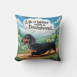 Het leven is beter met een dachshund kussen