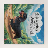 Het leven is beter met een dachshund legpuzzel (Horizontaal)