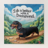 Het leven is beter met een dachshund legpuzzel (Verticaal)