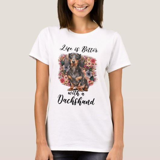 Het leven is beter met een dachshund t-shirt (Voorkant)