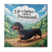 Het leven is beter met een dachshund tegeltje (Voorkant)